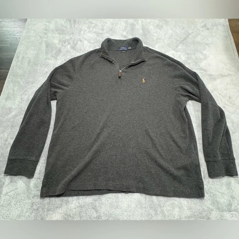 Polo Ralph Lauren Sweater Mens XL Pullover Estate Rib Flesh Pony 1/4 Zip EUC